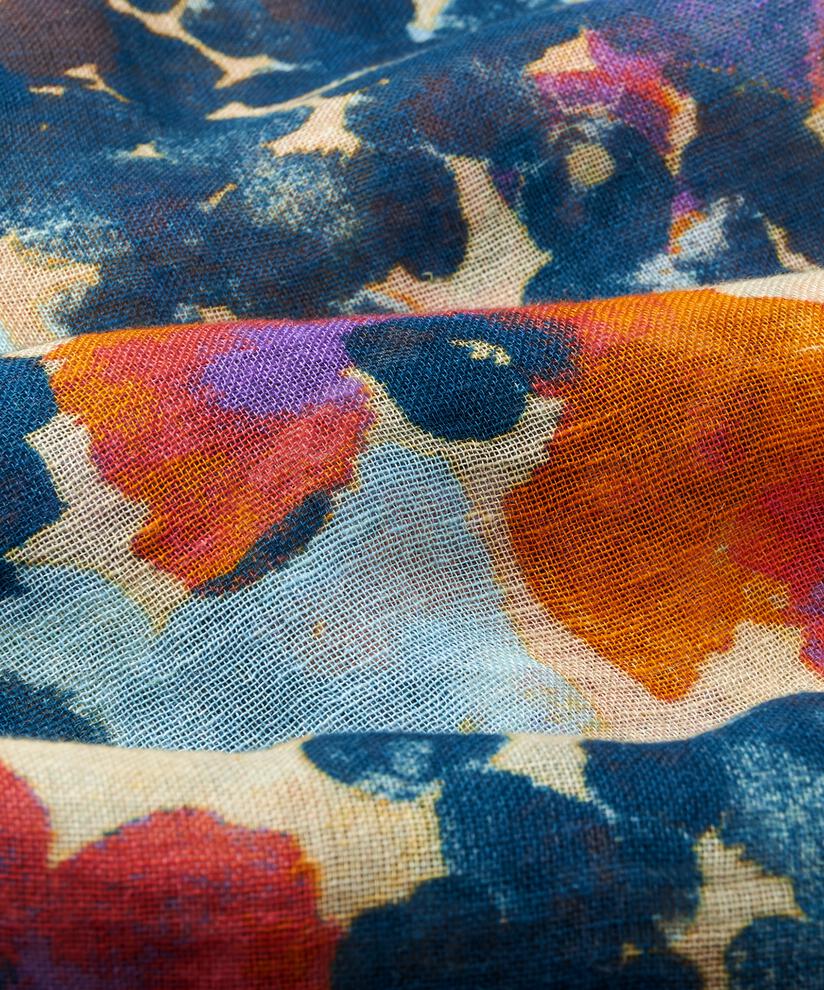 Schal mit Blumenmuster aus Baumwollmix, Meadow Violet