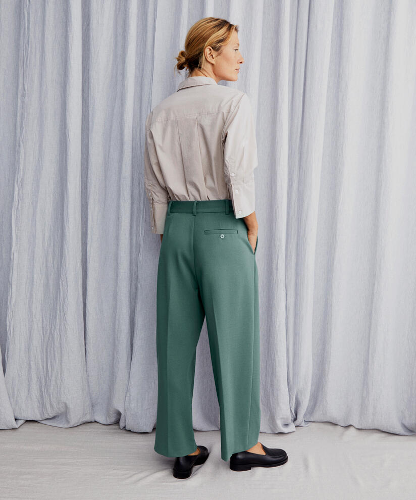 Hose aus Jersey mit weitem Bein und Eingrifftaschen, Balsam Green