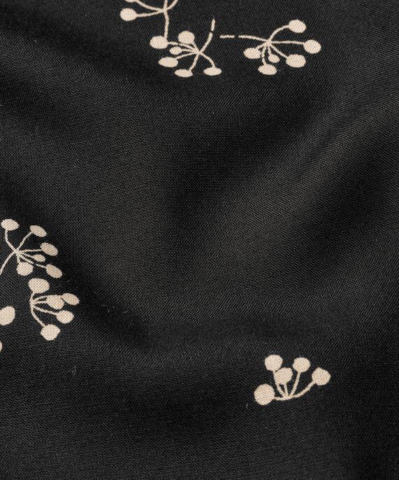 Viskosekleid mit Blumenprint und Falten am Hals, Black