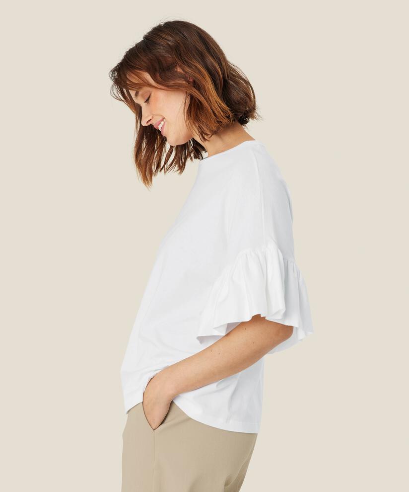 T-Shirt mit Rüschenärmeln, White