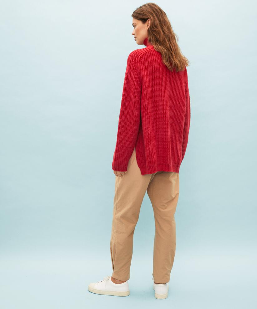 Baumwollstrickpullover mit Rollkragen, Scarlet Sage