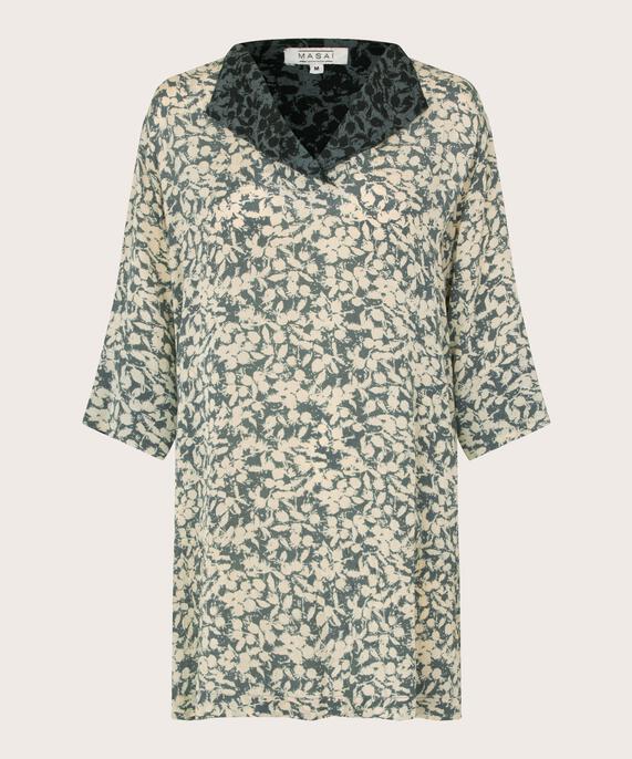 Viskose-Tunika mit Seitenschlitz und Taschen, Balsam Green