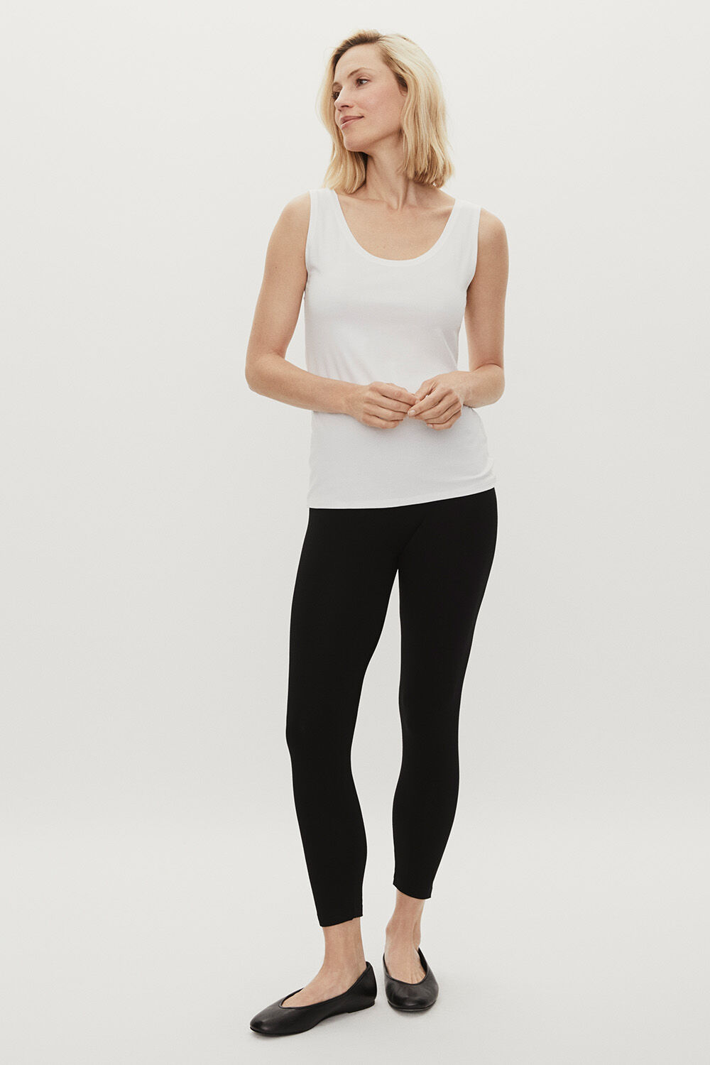 weiches Jersey-Tanktop - White, Weiche Jersey-leggings - Black