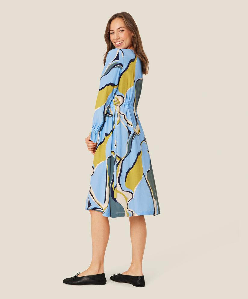 Langärmliges Viskosekleid mit seitlichen Bändern, Oasis