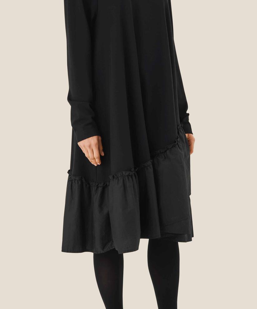 Langarmkleid aus schwerem Jersey, Black