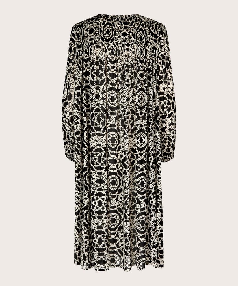 Viskosekleid mit Smockdetails, Black