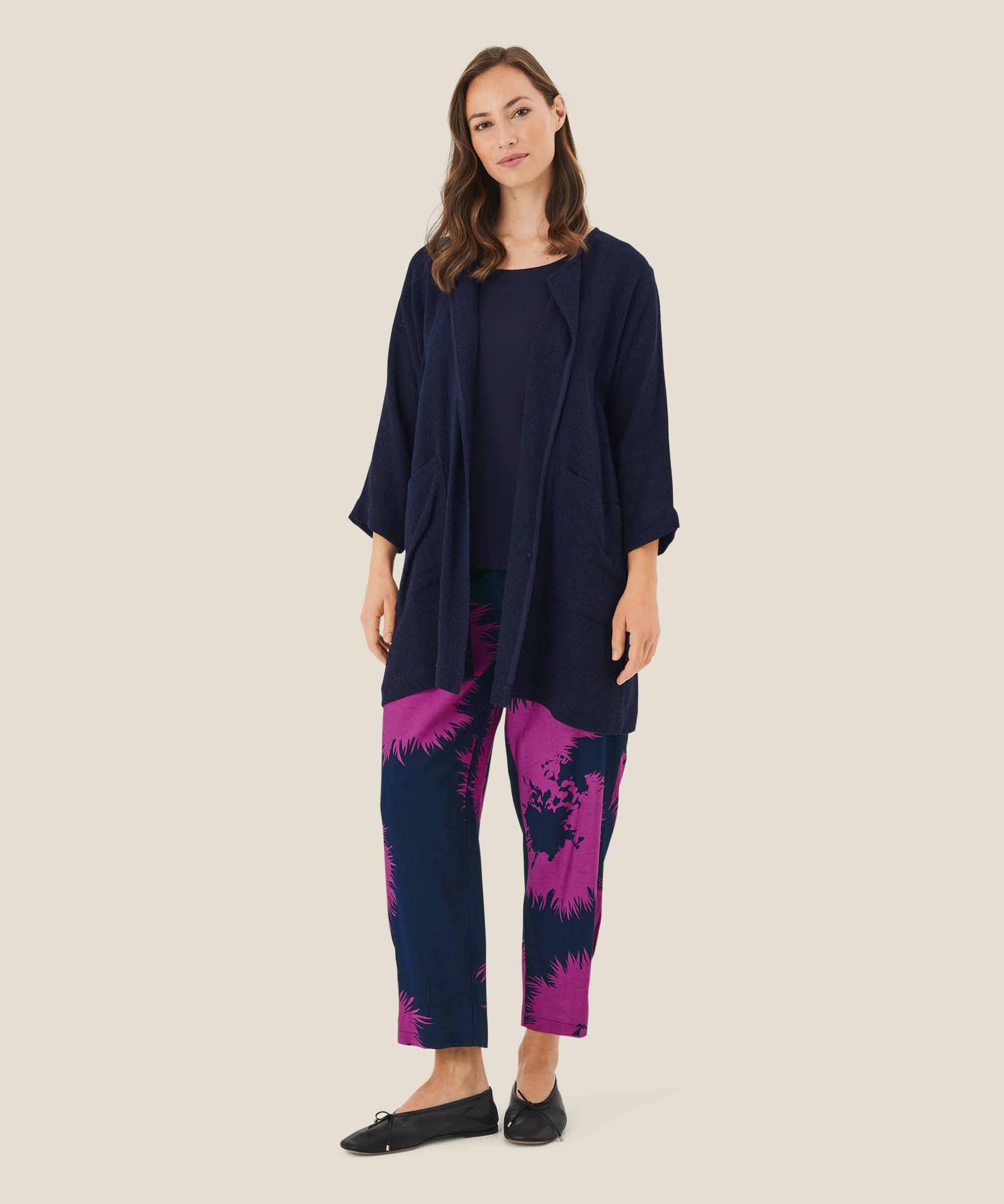 Viskosehose mit Smok hinten, Wild Aster