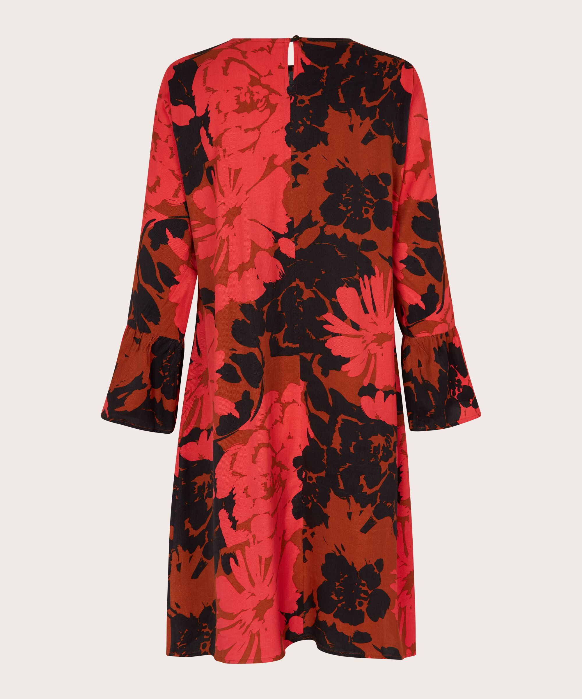 Geblümtes Viskosekleid mit Trompetenärmeln, Picante