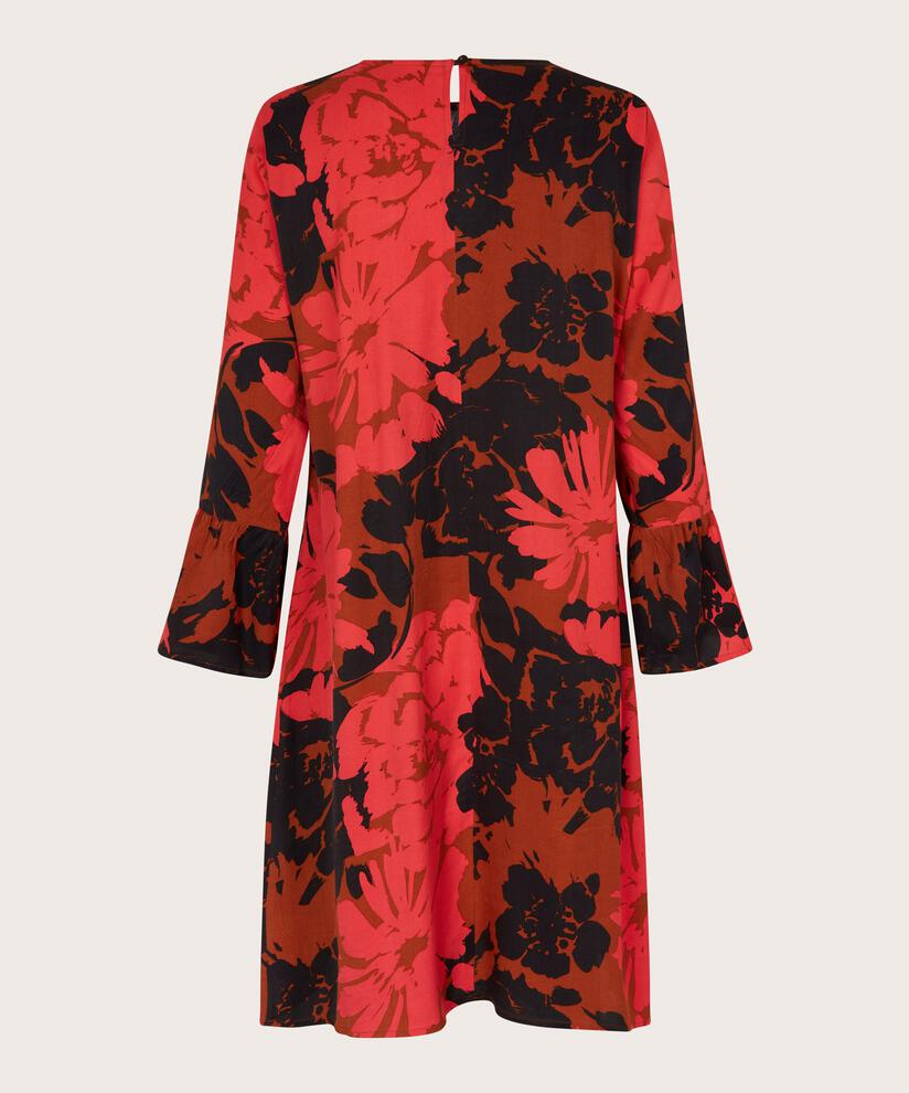 Geblümtes Viskosekleid mit Trompetenärmeln, Picante