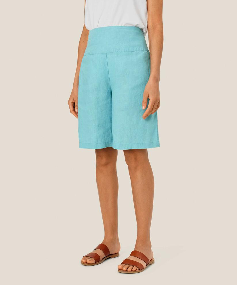 Leinenshorts Mit Gesmoktem Gummizug Hinten, Aqua