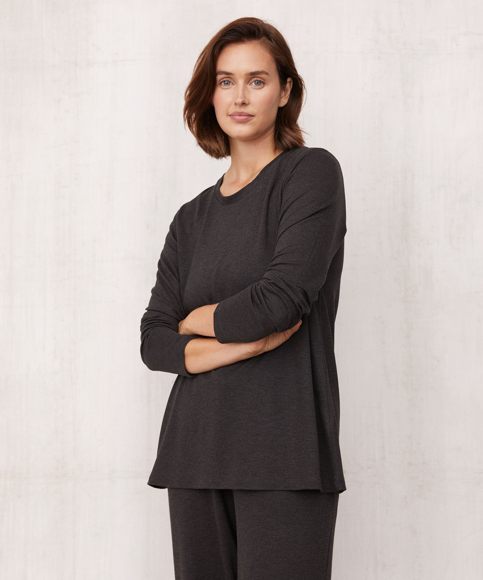 Jersey-Top mit Falten auf der Rückseite, D. Grey mel.