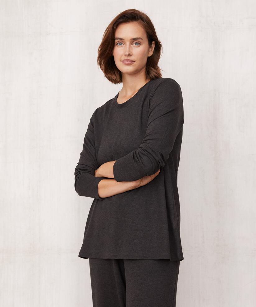 Jersey-Top mit Falten auf der Rückseite, D. Grey mel.