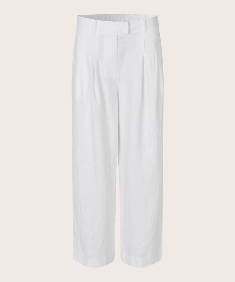 Leinenhose mit Gummizug hinten, White