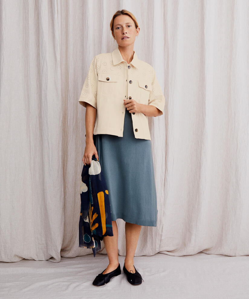 Jeansjacke mit Lochmuster, Whitecap