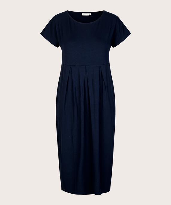 Tulpenkleid mit kurzen Ärmeln und Rundhalsausschnitt, Navy