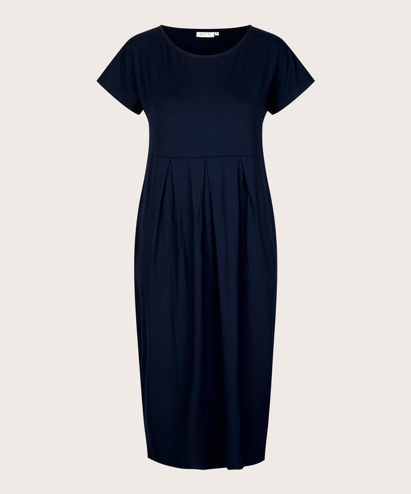 Tulpenkleid mit kurzen Ärmeln und Rundhalsausschnitt, Navy