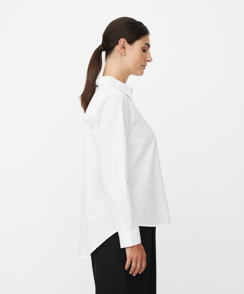 Baumwollhemd mit längerem Rücken, White