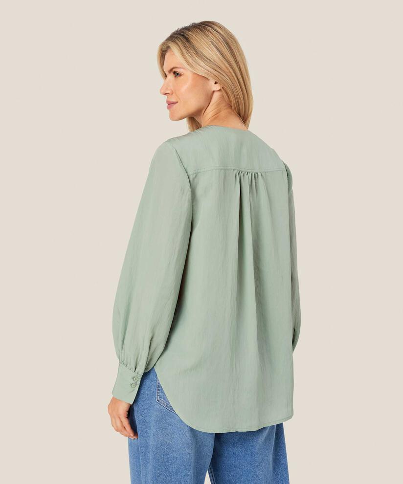 Baumwollbluse mit Wickeleffekt, Frosty Green