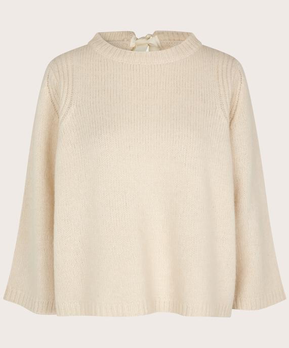 Strickpullover aus Wollmischung mit Bindebändern, Whitecap