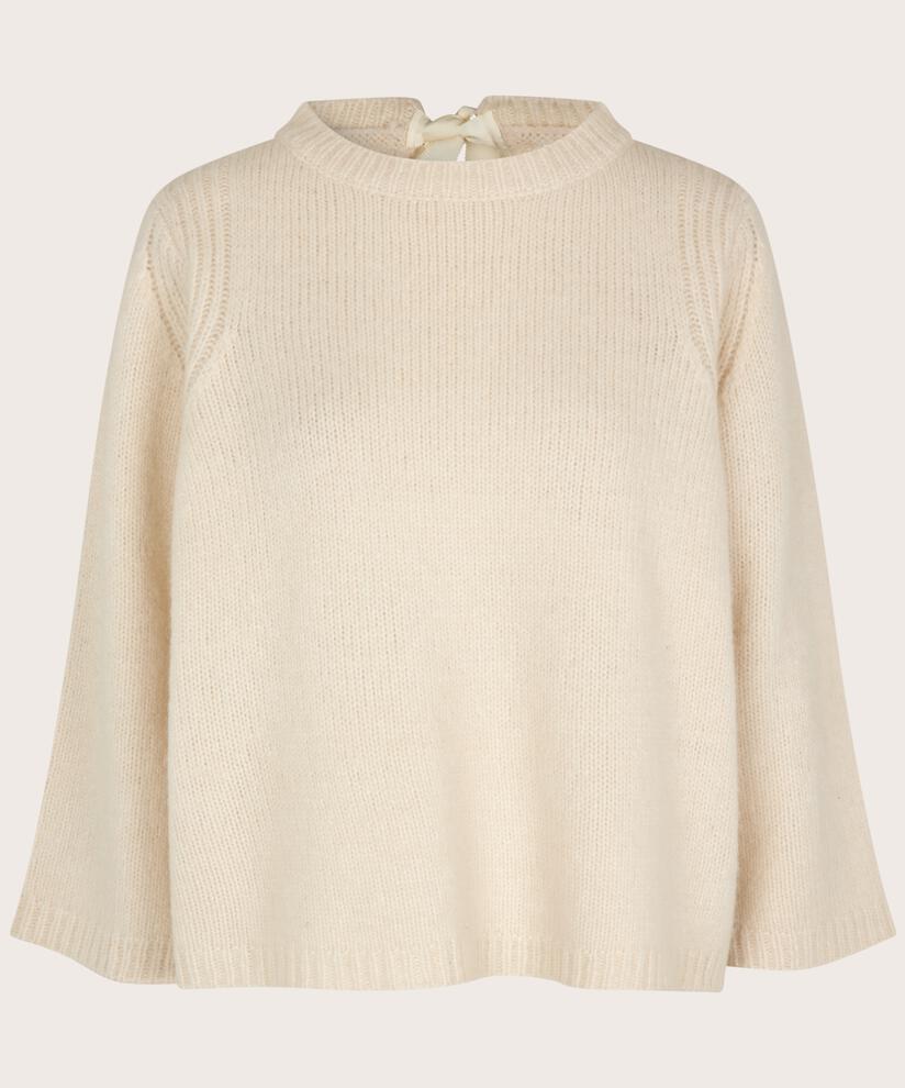 Strickpullover aus Wollmischung mit Bindebändern, Whitecap