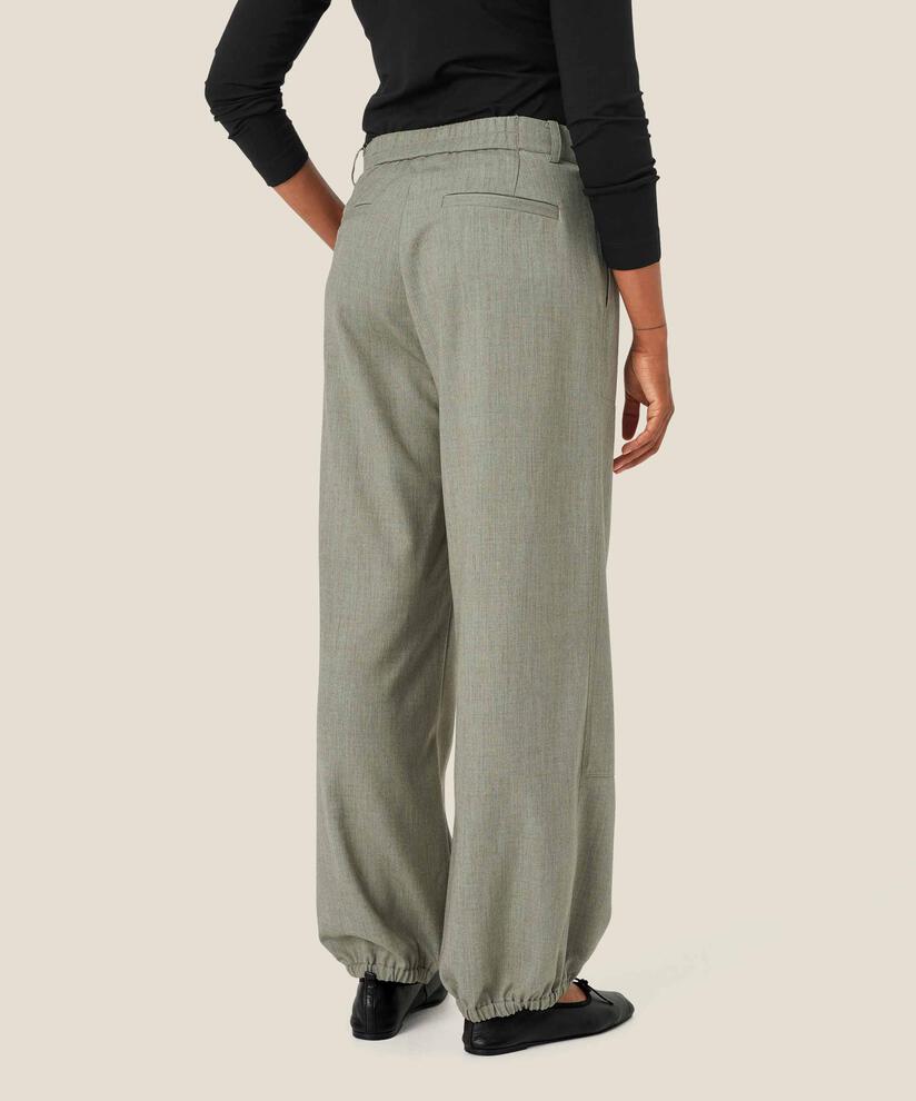 Hose mit Ziernähten und Gummizug hinten, Vetiver