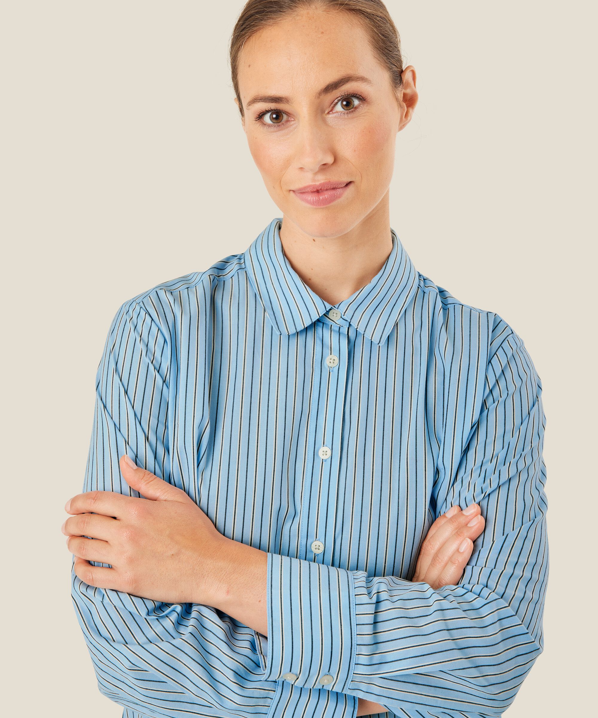 Button-down-hemdbluse Aus Baumwolle, Ashley Blue