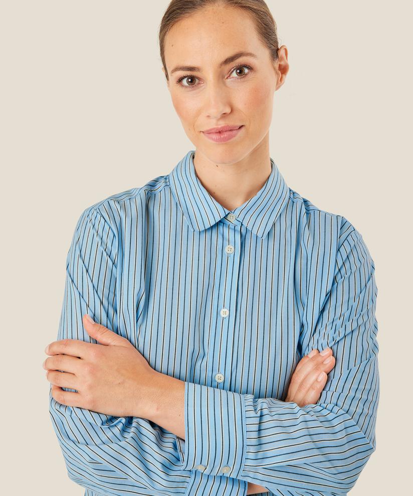 Button-down-hemdbluse Aus Baumwolle, Ashley Blue