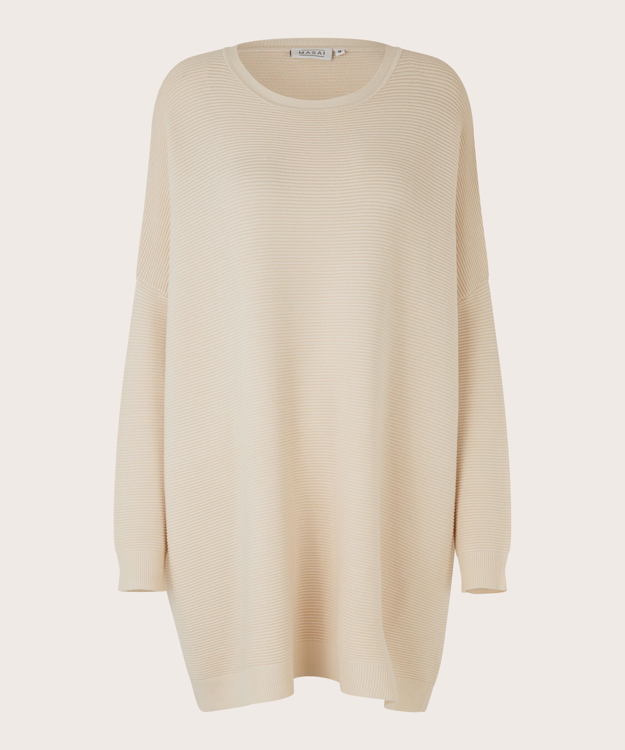 Rippstrickpullover mit langen Ärmeln, Whitecap