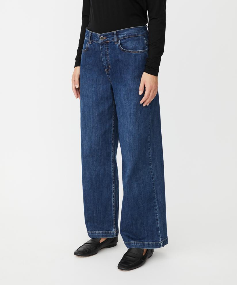 Jeans mit Stretch und weitem Bein, Blue Denim