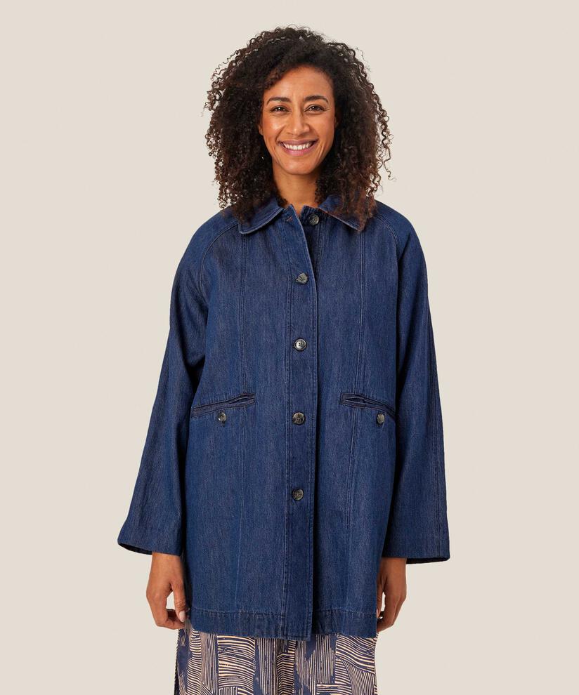 Ungefütterte Jeansjacke mit Knopfverschluss, Dark Denim