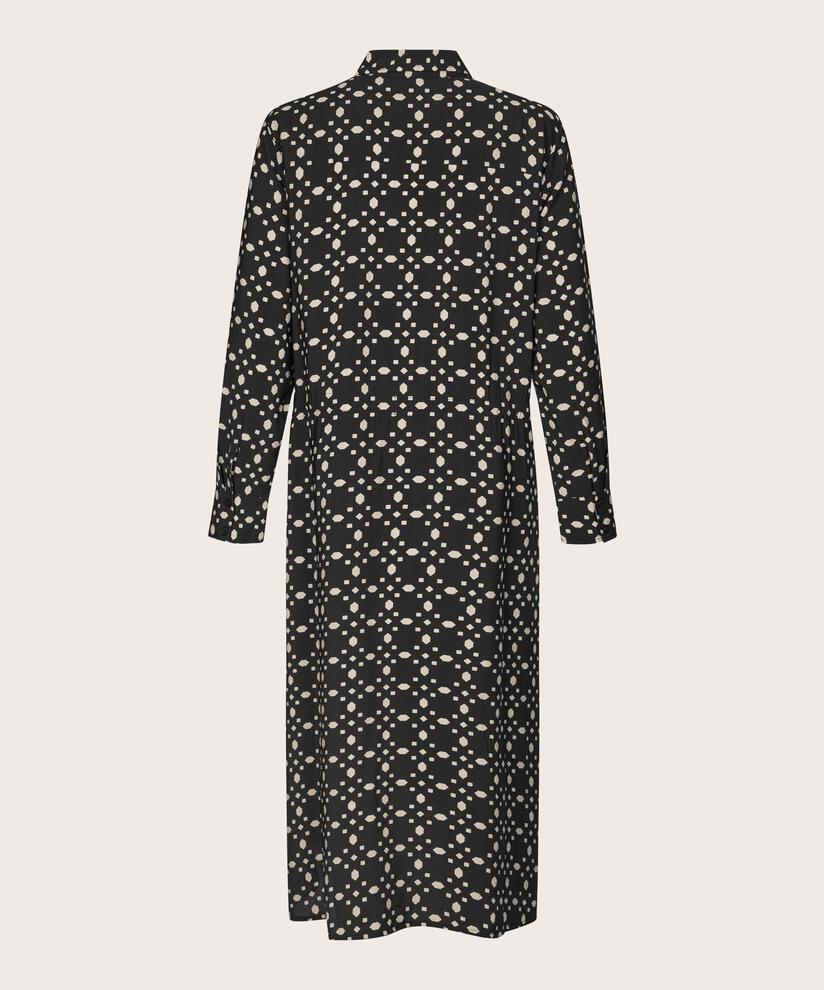 Durchgeknöpftes Viskosekleid mit Bindebändern, Black