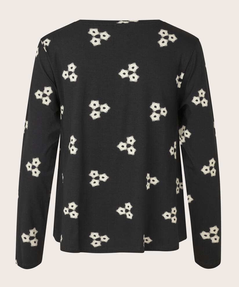 Gemustertes Rundhals-Shirt, Black
