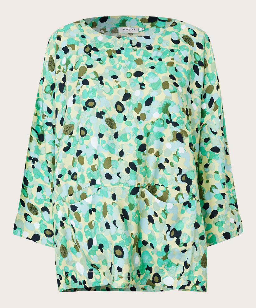 Gemusterte Viskosebluse mit Taschen vorne, Winter Green