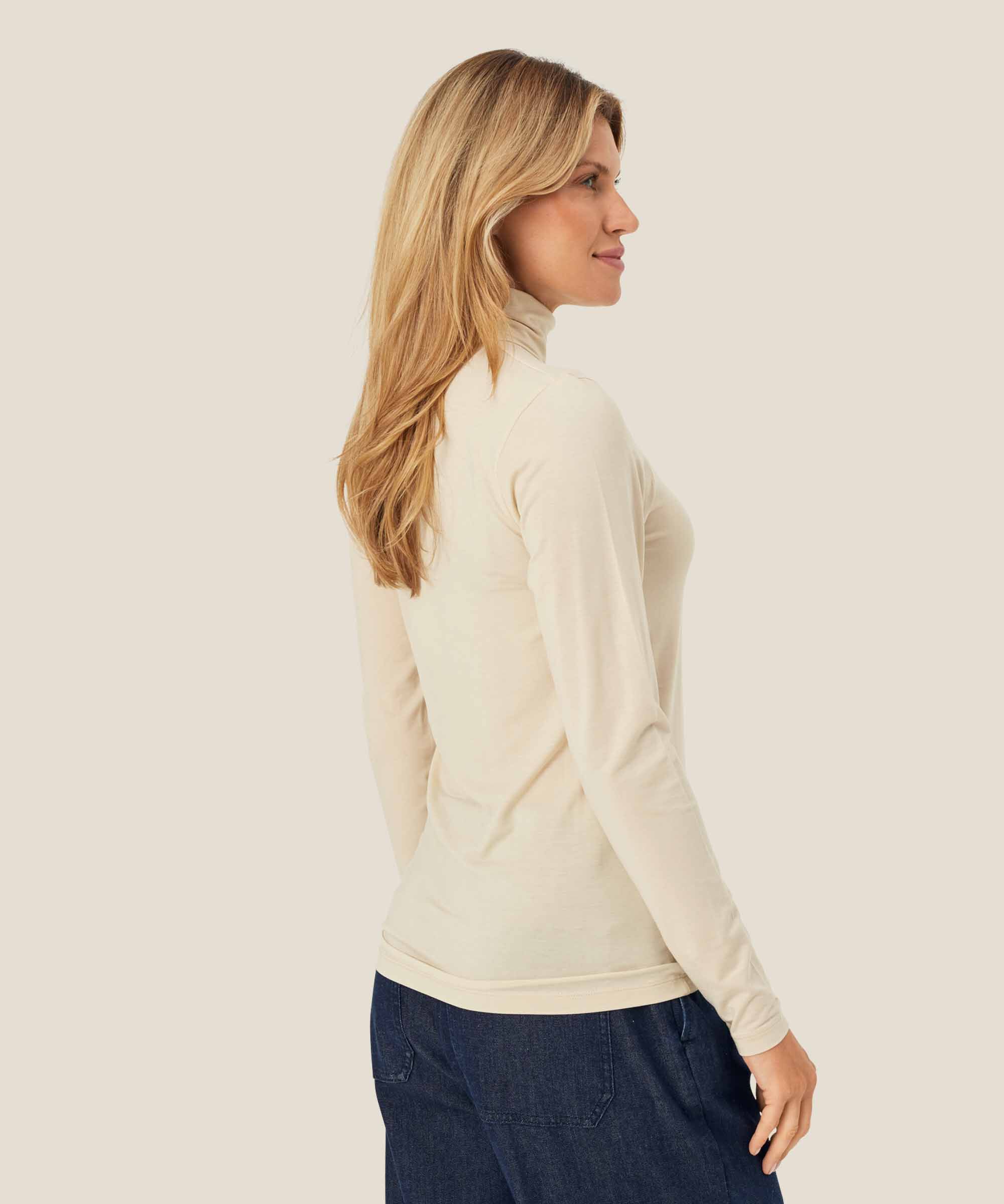 Rollkragenbluse Aus Weichem Jersey, Fog
